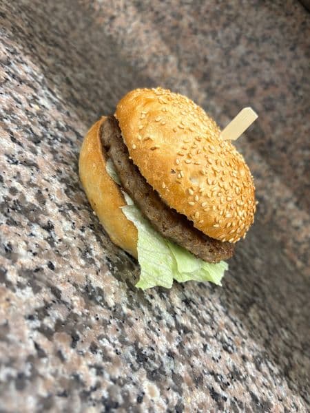 Hovädzí hamburger + hranolky