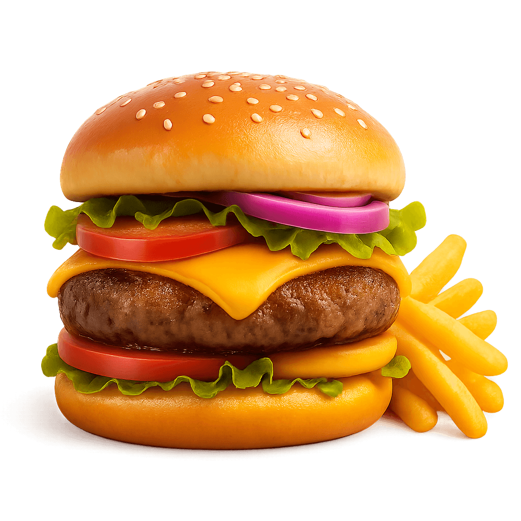 XXL 100% BEEF burger + hranolky