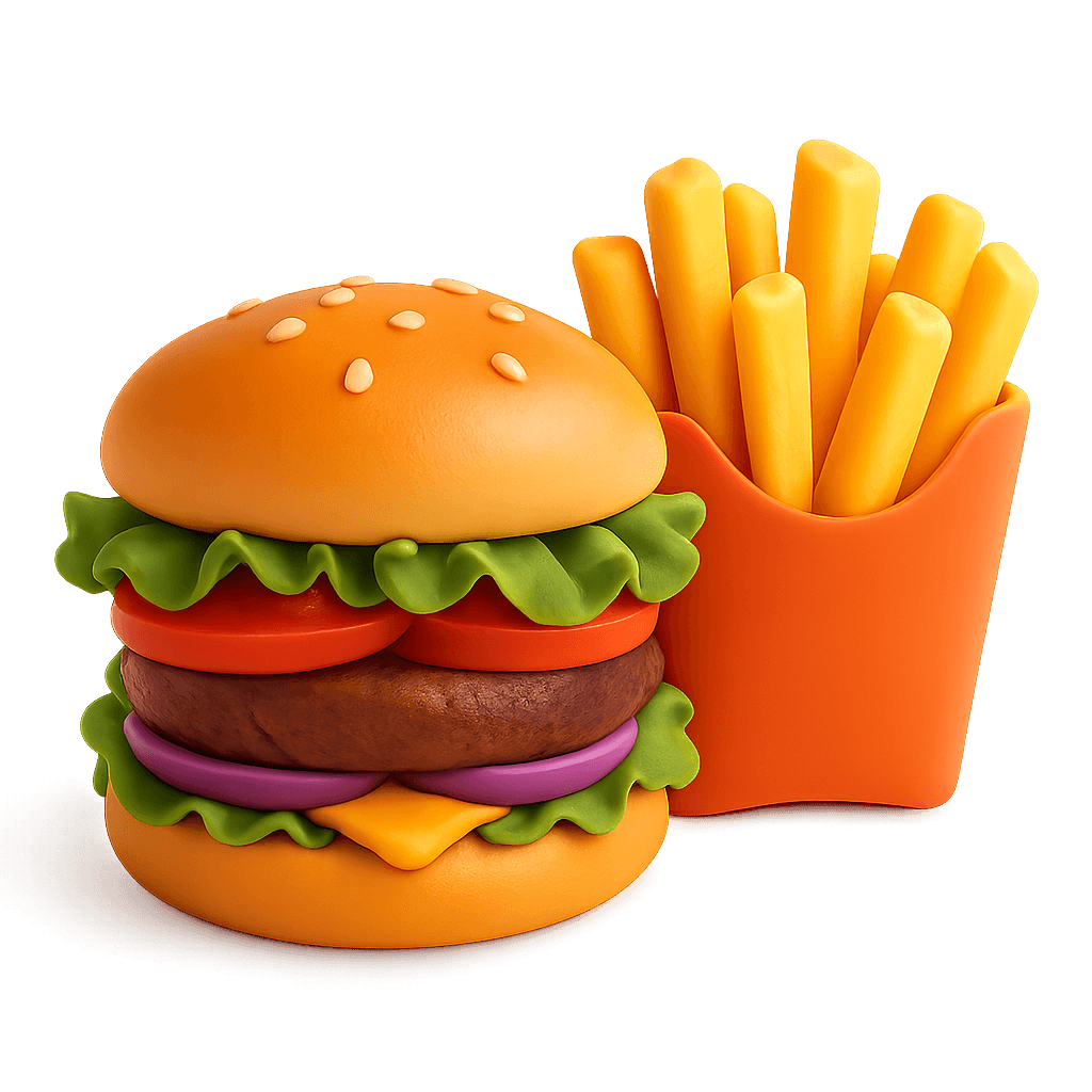Vegetarian burger + hranolky